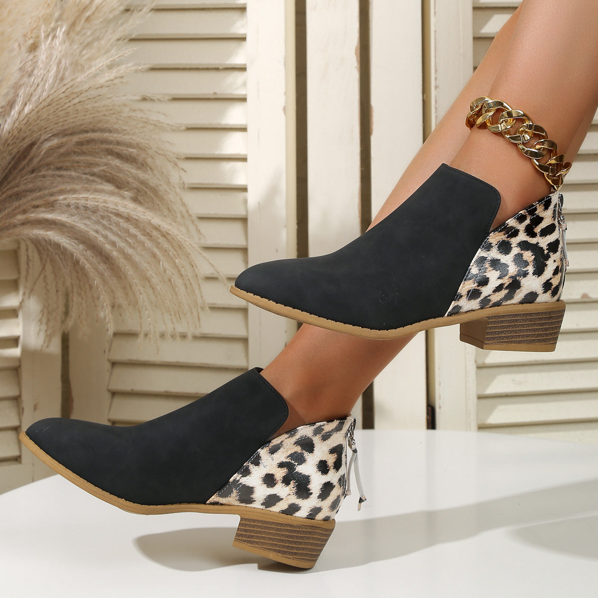 Paola | Women's Cushioned Slip-On Animal Print Boots with Arch Support