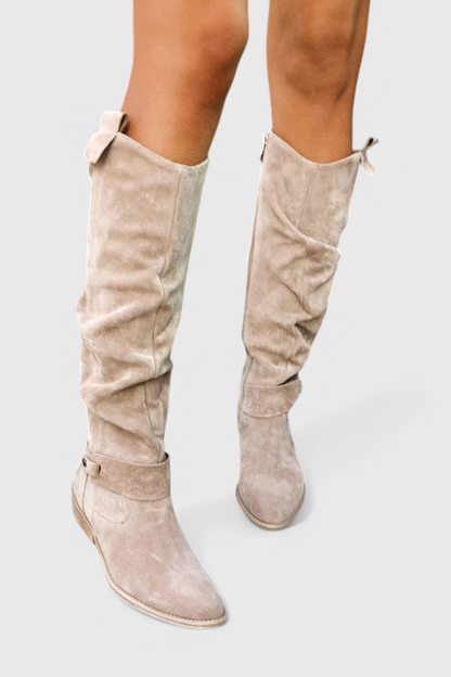 Women's Cushioned Slip-On Celine Retro-Inspired High Boots