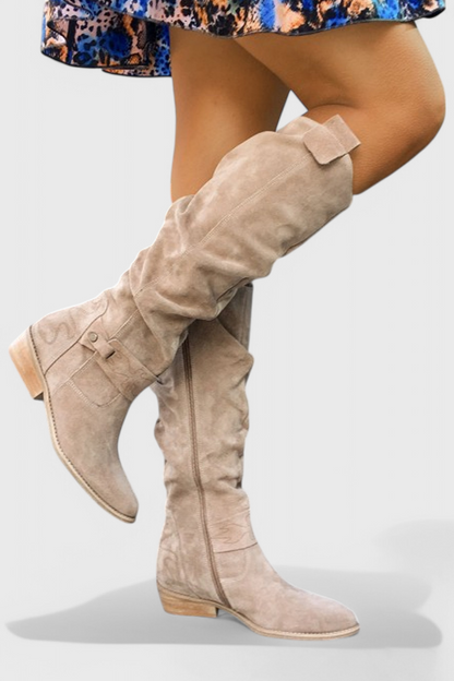 Women's Cushioned Slip-On Celine Retro-Inspired High Boots