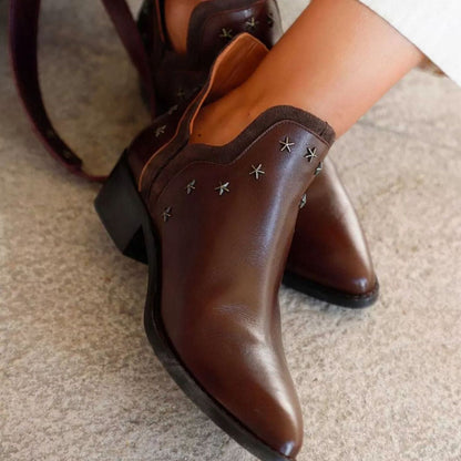 Cushioned Pointed-Toe Western Boots With Studs