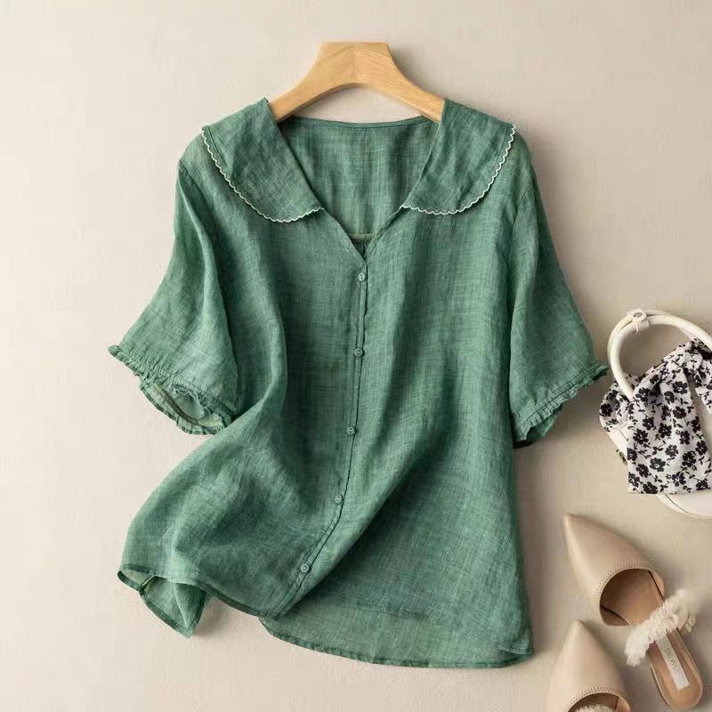 Kristi | Women's Longline Retro-Inspired Blouse with Button Accents