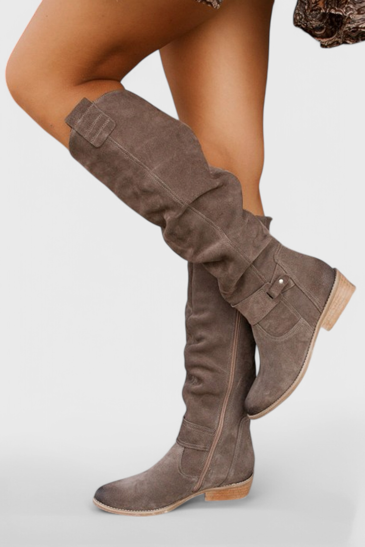 Women's Cushioned Slip-On Celine Retro-Inspired High Boots