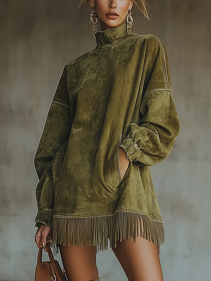 Mara | Women's Relaxed Cozy Fringe Mini Dress