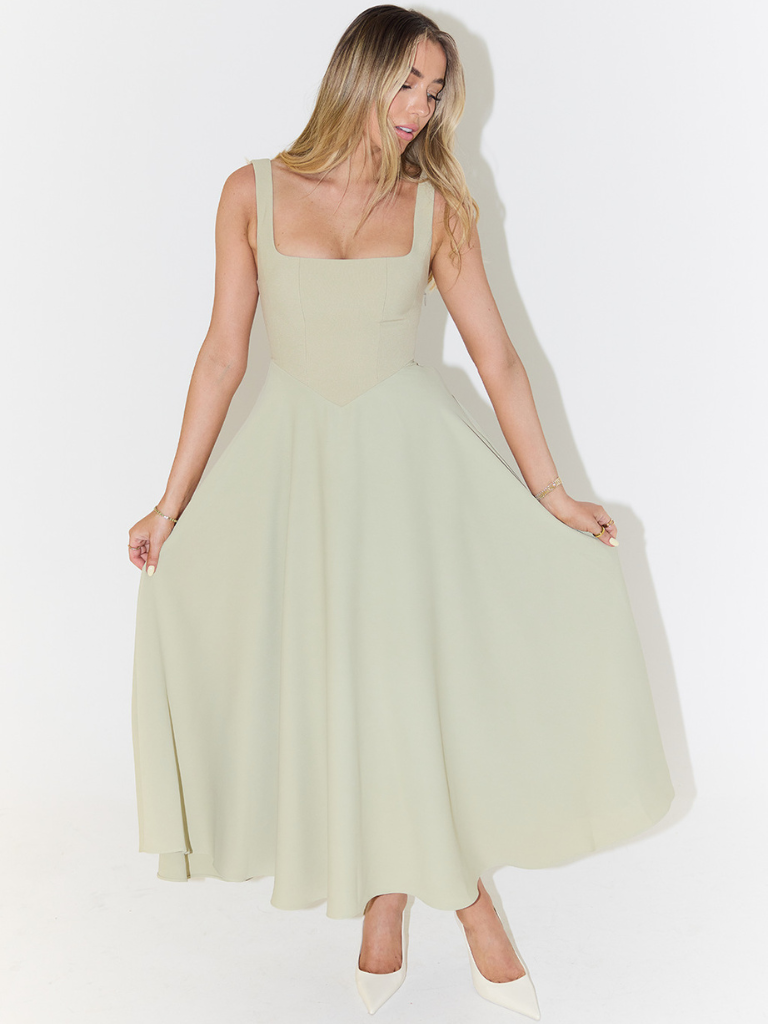 Scarlett | Women's Classic Midi Dress with Square Neck