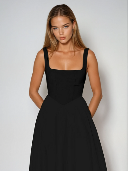 Scarlett | Women's Classic Midi Dress with Square Neck