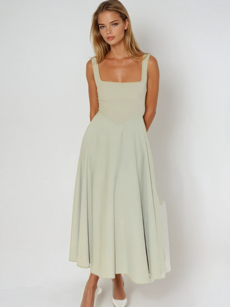 Scarlett | Women's Classic Midi Dress with Square Neck