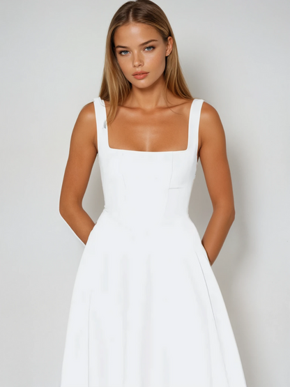 Scarlett | Women's Classic Midi Dress with Square Neck