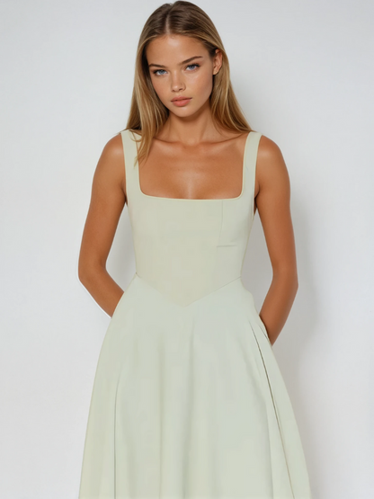 Scarlett | Women's Classic Midi Dress with Square Neck