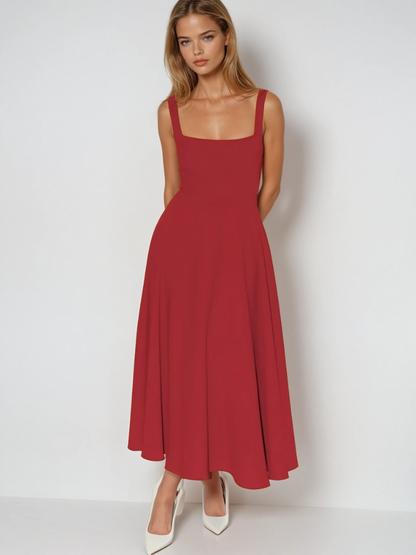 Scarlett | Women's Classic Midi Dress with Square Neck