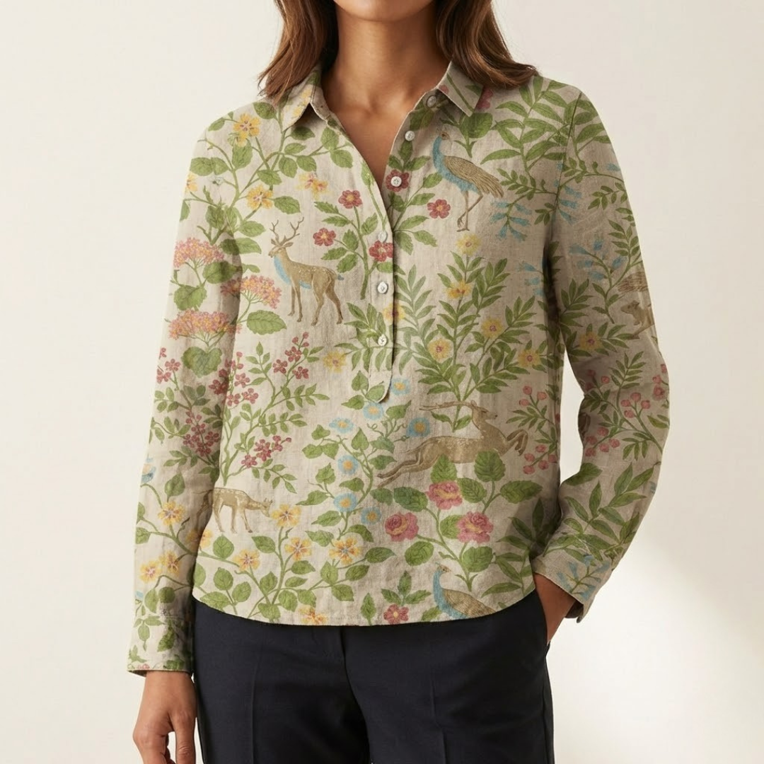 Elena | Women's Longline Patterned Shirt