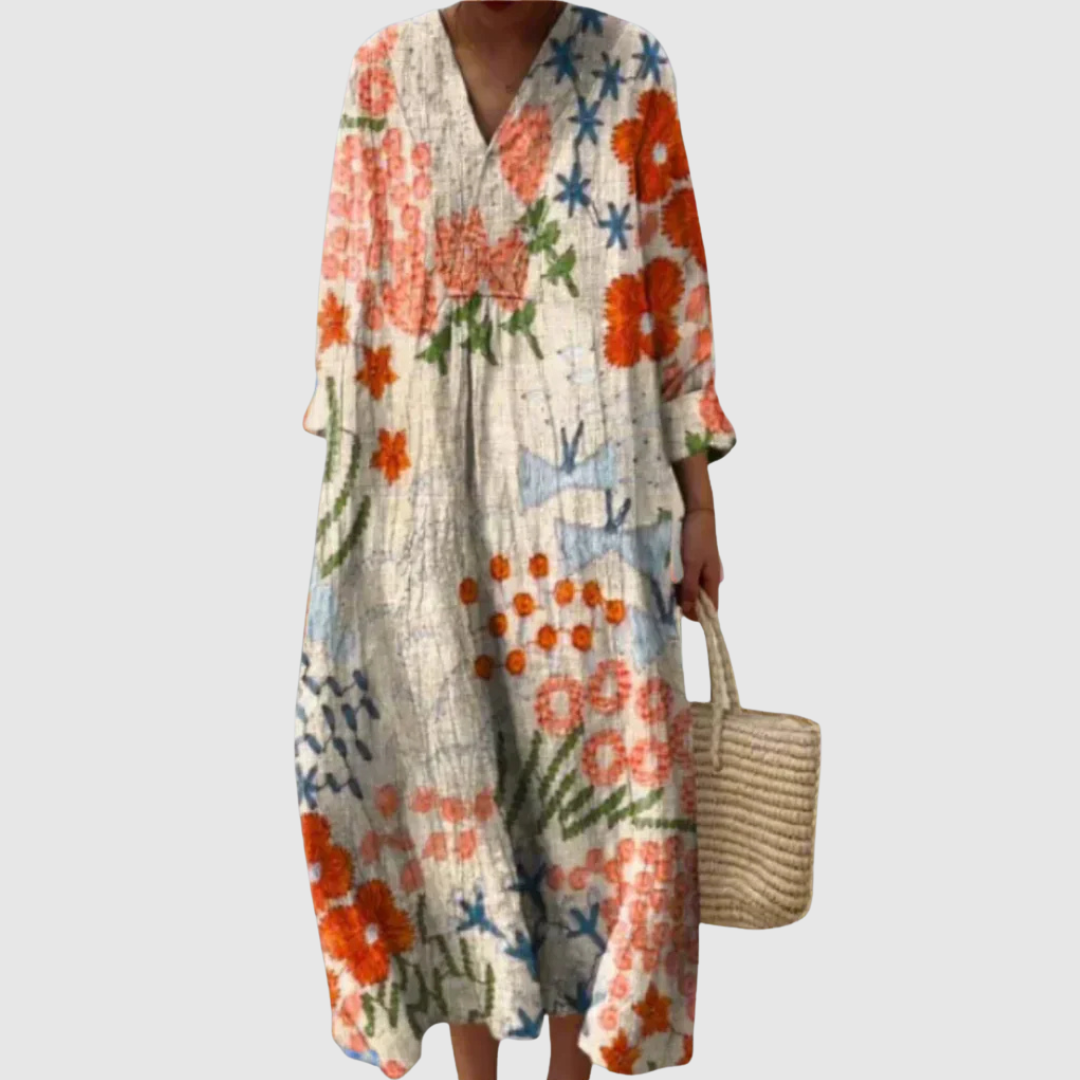 Maya | Women's Floral Relaxed Abstract Midi Dress