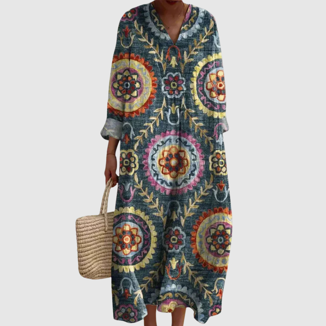 Ava | Women's Relaxed Geometric Midi Dress