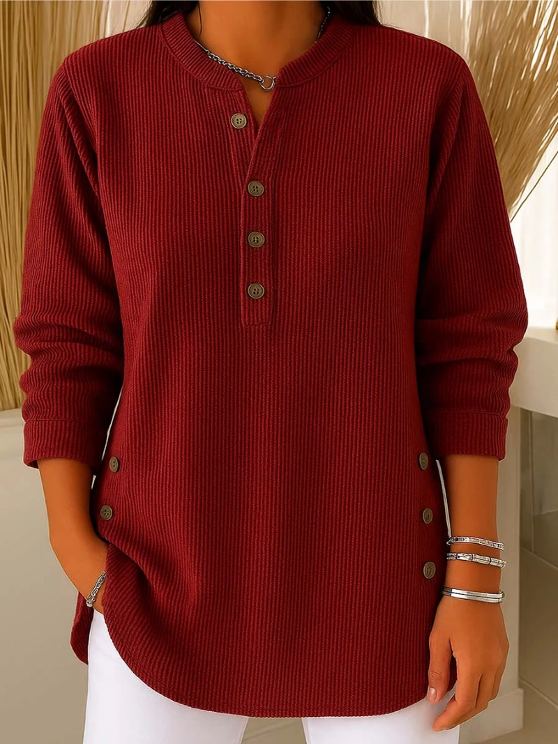 Livia | Women's Longline Jumper Featuring Elegant Button Accents