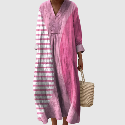 Grace | Women's Abstract Midi Dress with V-Neck