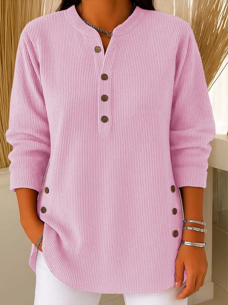 Livia | Women's Longline Jumper Featuring Elegant Button Accents