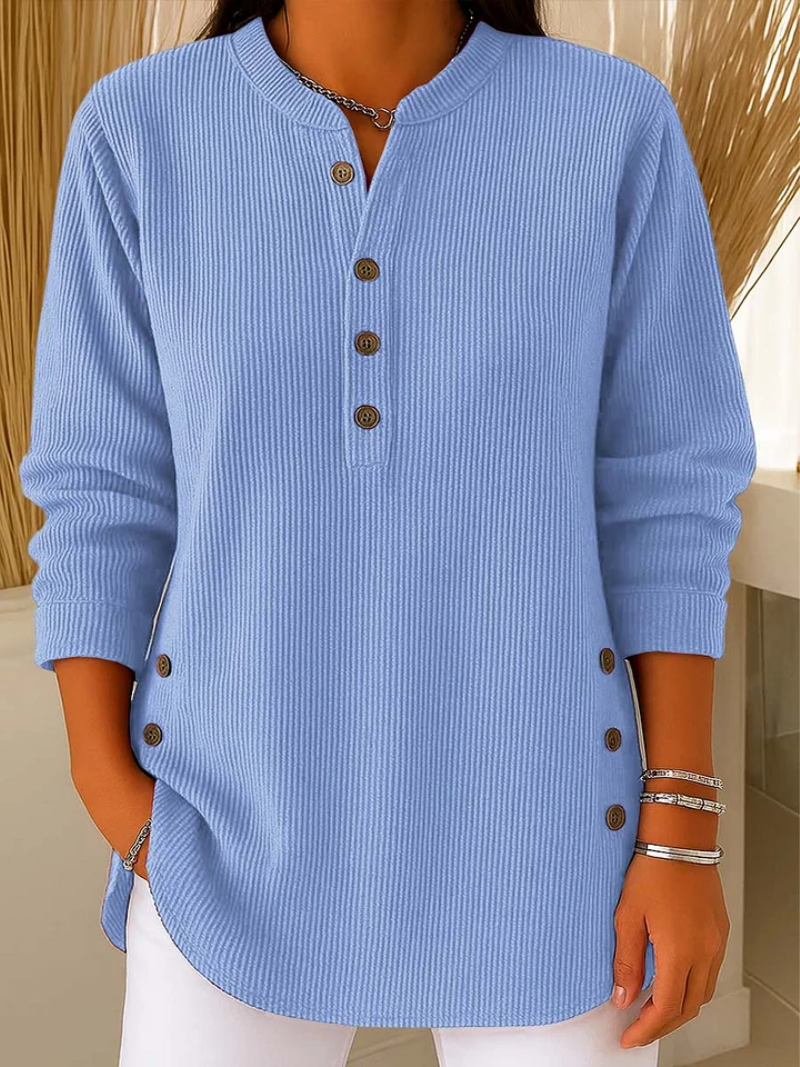 Livia | Women's Longline Jumper Featuring Elegant Button Accents