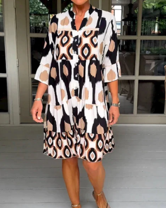 Women's Chic Pleated Mini Dress with V-Neck