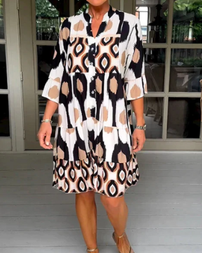 Women's Chic Pleated Mini Dress with V-Neck