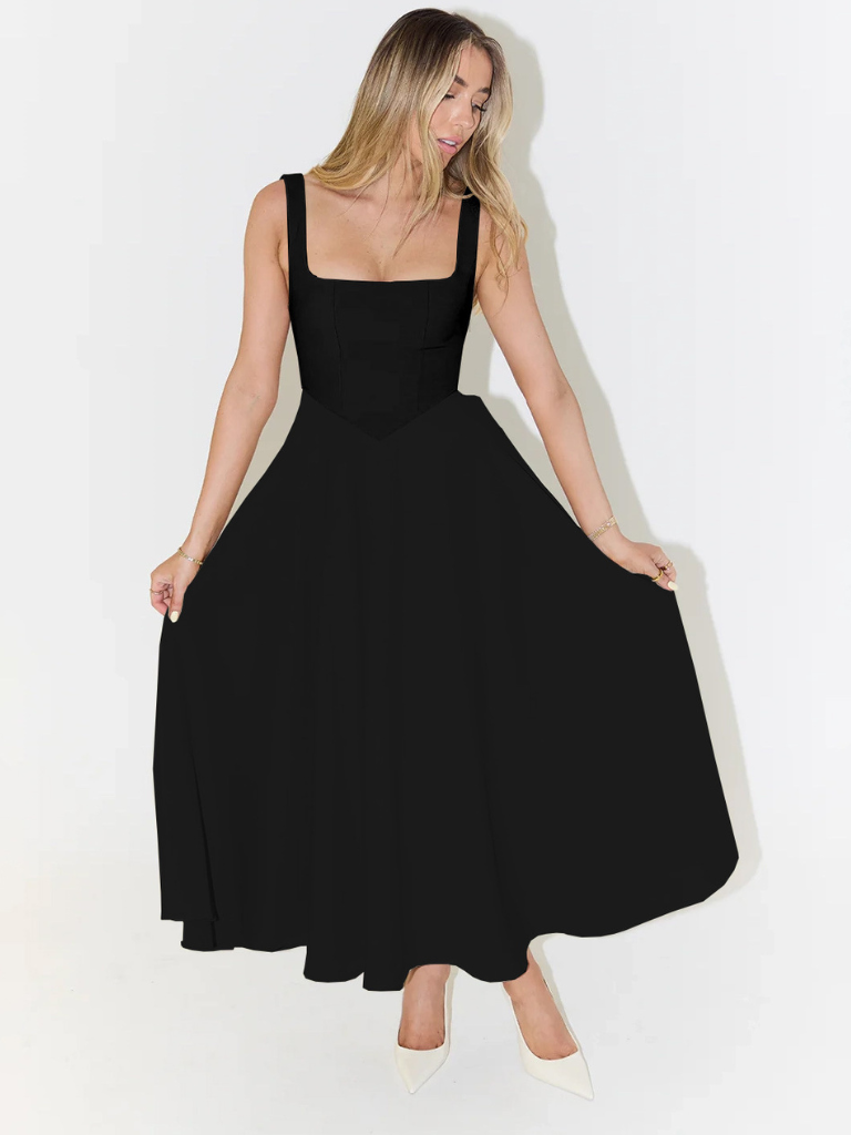 Scarlett | Women's Classic Midi Dress with Square Neck