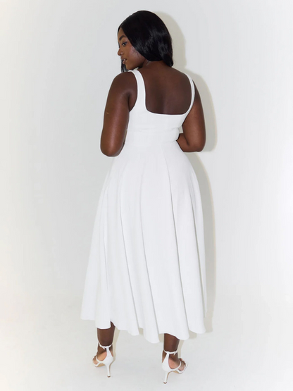 Scarlett | Women's Classic Midi Dress with Square Neck