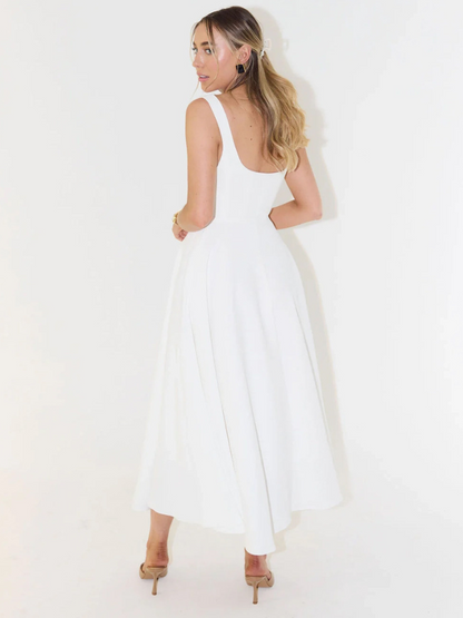Scarlett | Women's Classic Midi Dress with Square Neck