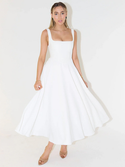 Scarlett | Women's Classic Midi Dress with Square Neck