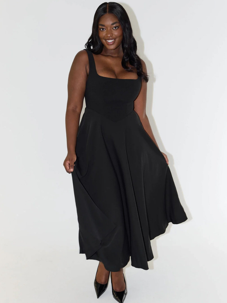 Scarlett | Women's Classic Midi Dress with Square Neck