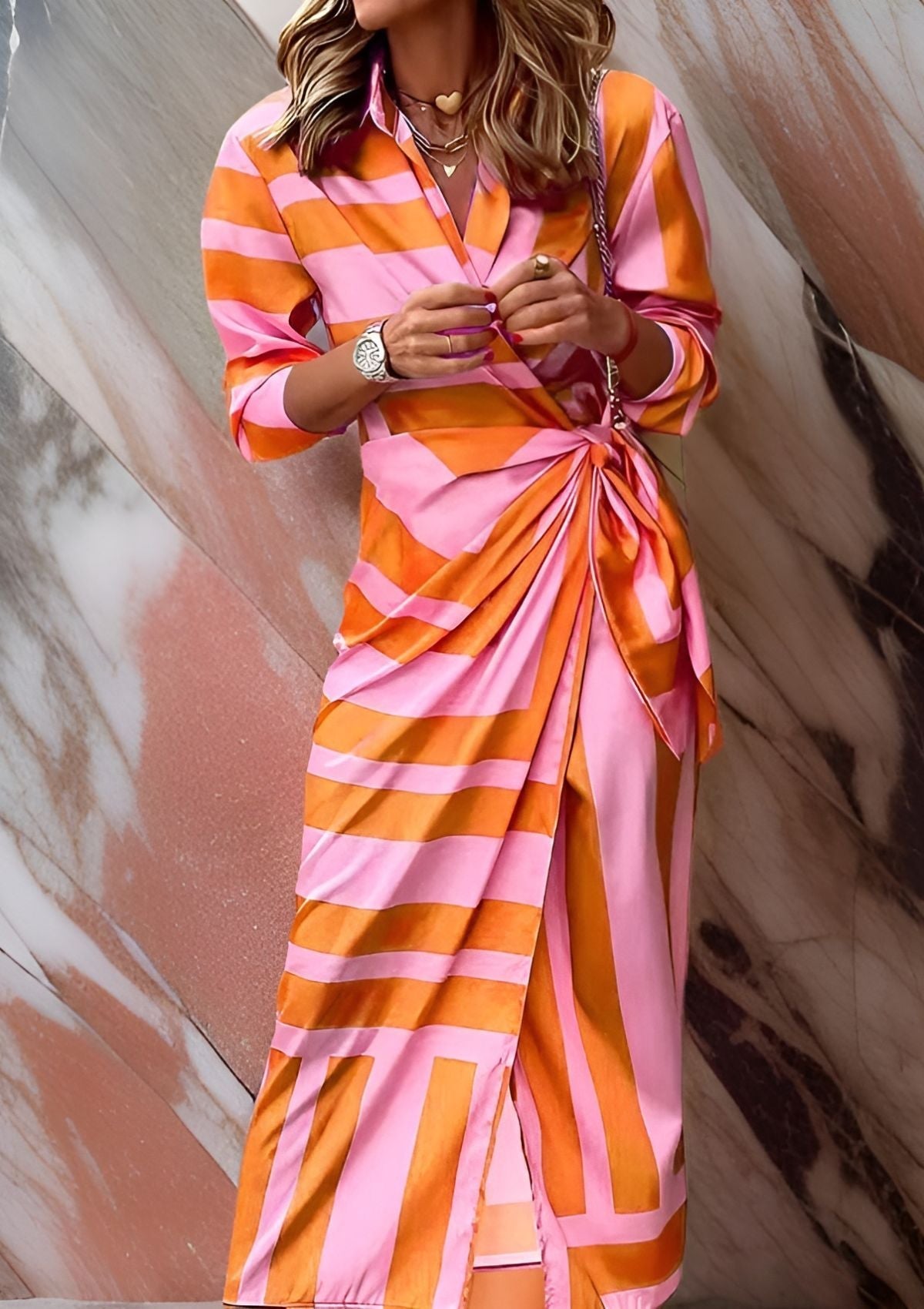 Christiana | Women's Cross-Over Printed Midi Dress