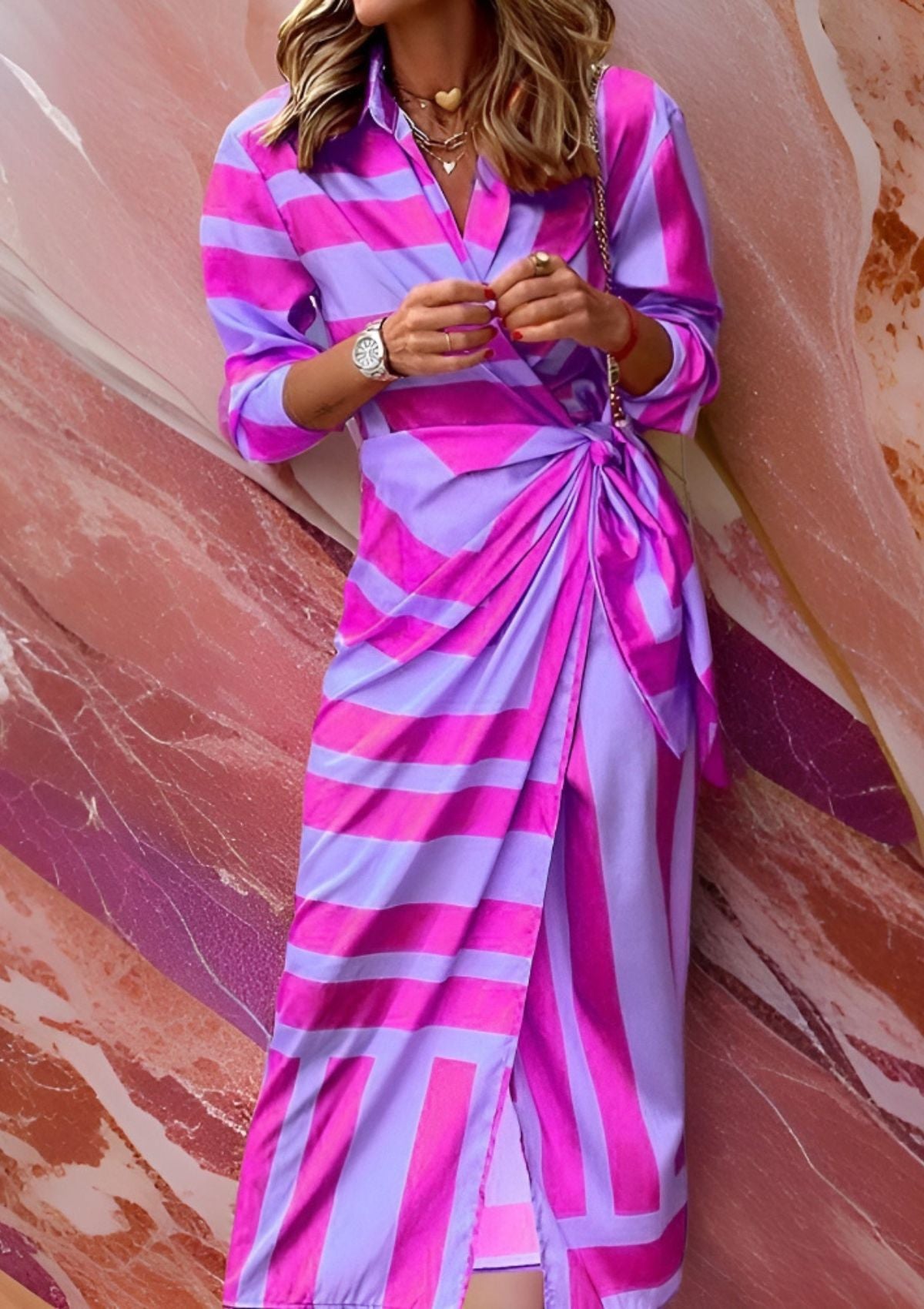 Christiana | Women's Cross-Over Printed Midi Dress