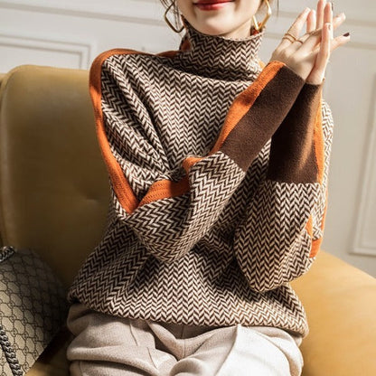 Clara | Women's Striped Roll Neck Jumper