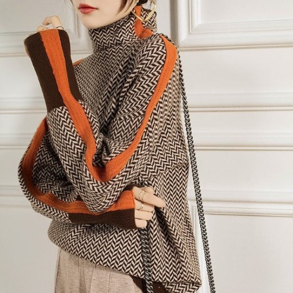 Clara | Women's Striped Roll Neck Jumper
