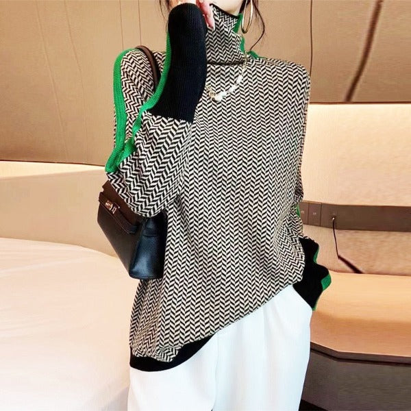 Clara | Women's Striped Roll Neck Jumper