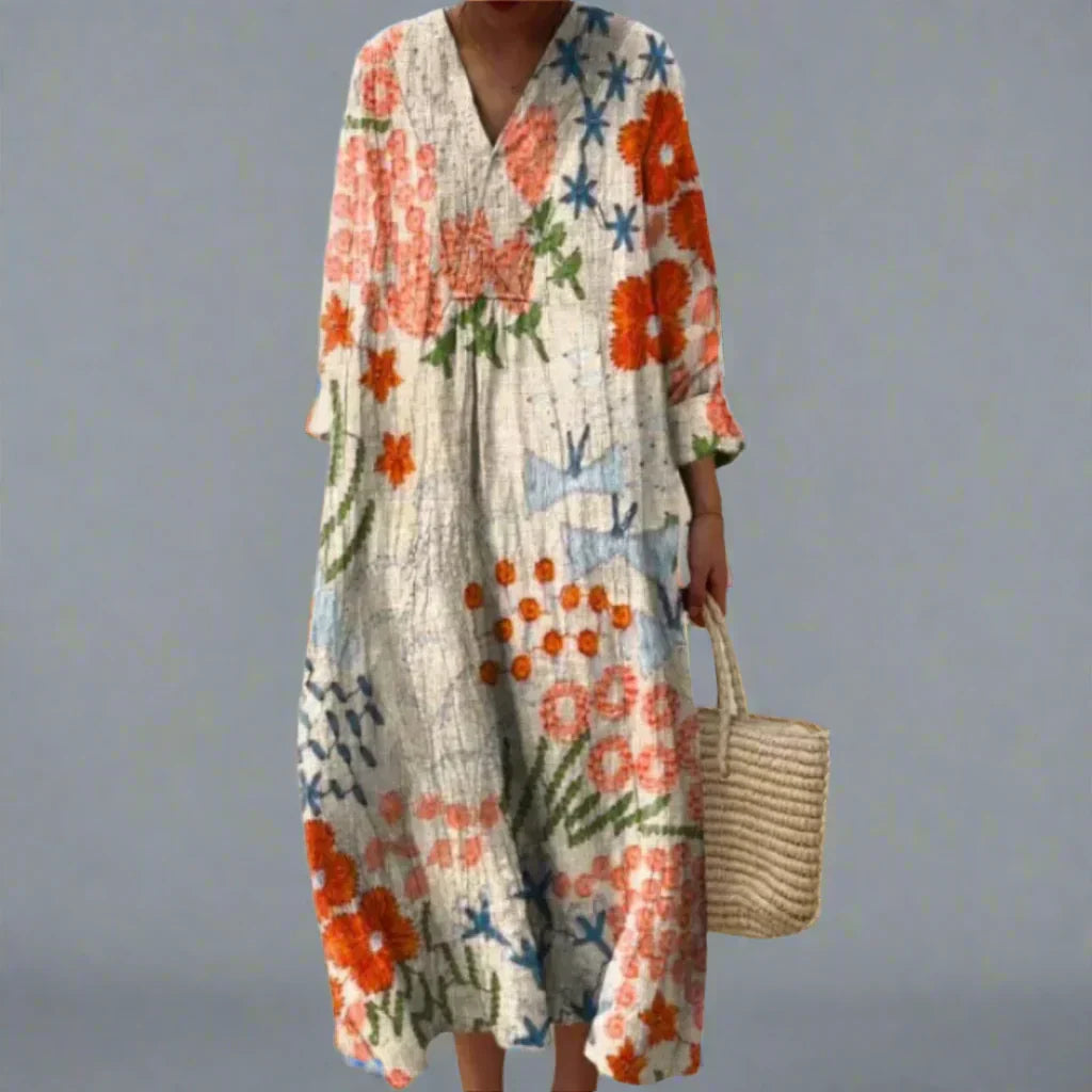 Maya | Women's Floral Relaxed Abstract Midi Dress