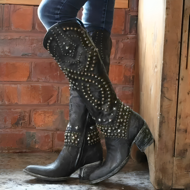 Mia | Women's Pointed-Toe Western Knee-High Boots
