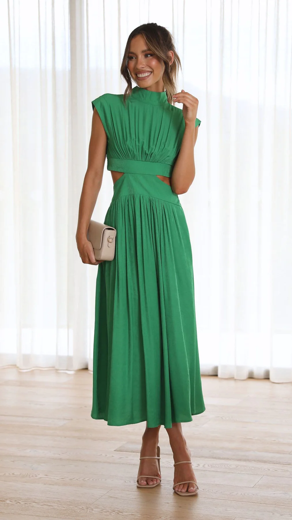 Quincy | Women's Midi Dress with Cut-Out and Pockets