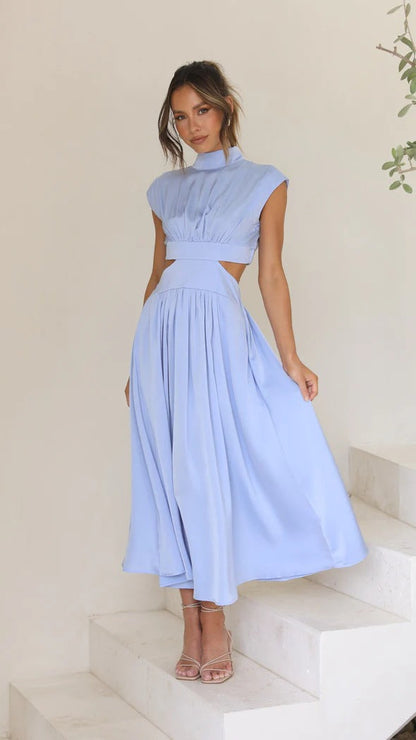 Quincy | Women's Midi Dress with Cut-Out and Pockets
