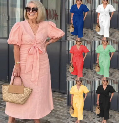 Natasha | Women's Elegant V-Neck Midi Dress
