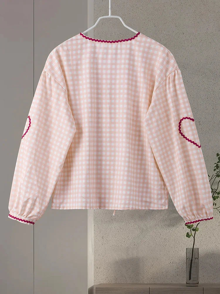 Mila | Women's Heart Blouse with Pockets and Ruffle Detail