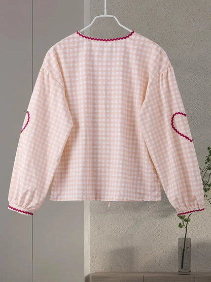 Mila | Women's Heart Blouse with Pockets and Ruffle Detail