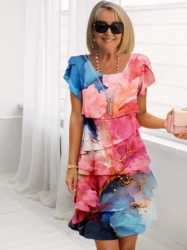 Caroline | Women's Elegant Comfort Ruffle Mini Dress