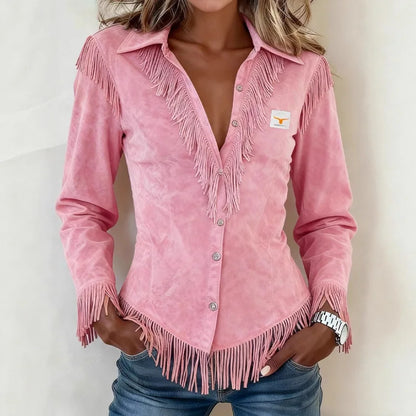 Women's Solène │ Button-Up Blouse with Fringe Details