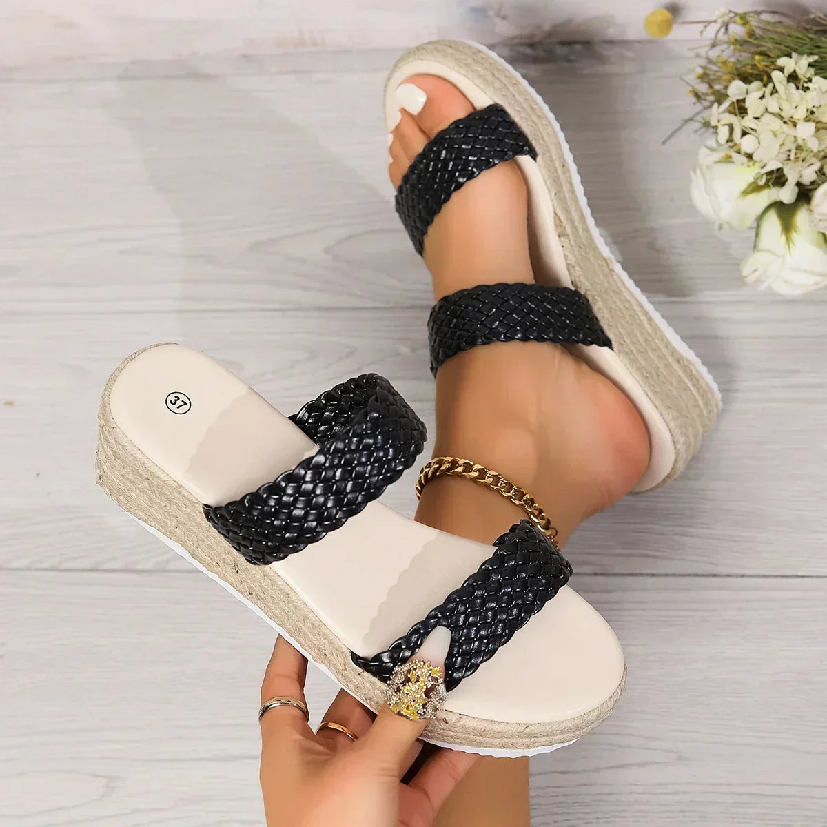 Women's Cushioned Open-Toe Roselle Stylish Comfortable Wedge Sandals