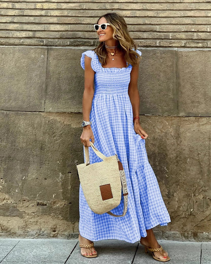 Mila | Women's Retro Checkered Maxi Dress