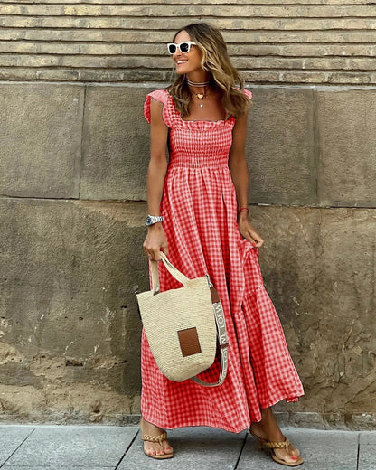Mila | Women's Retro Checkered Maxi Dress