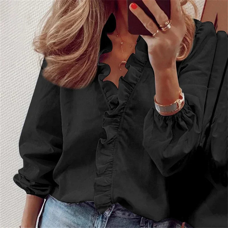Enola | Women's Feminine Blouse with Playful Ruffles