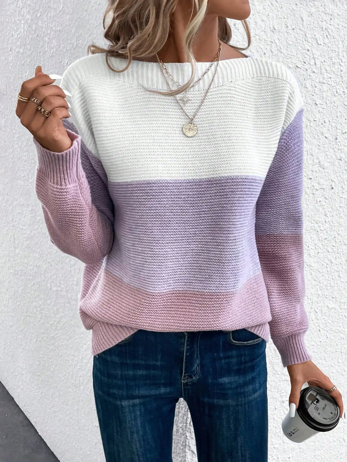 Jade | Women's Relaxed Ombre Jumper with Round Neck