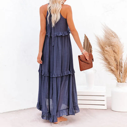 Sarah | Women's Halter Ruffle Maxi Dress (Almost Sold Out)