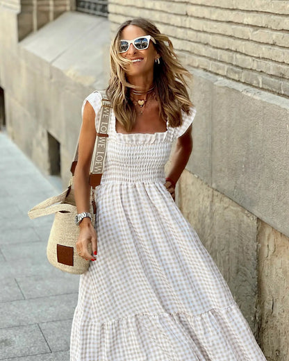 Mila | Women's Retro Checkered Maxi Dress