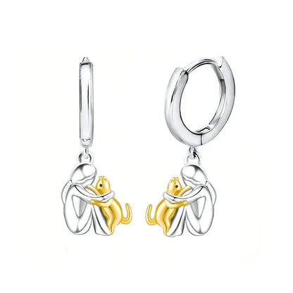 Lily Cat Icon Earrings with Round Closure