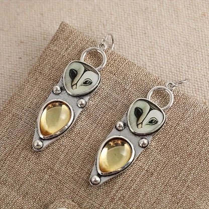Boho Owl Drop Earrings, Hypoallergenic Design for Sensitive Ears